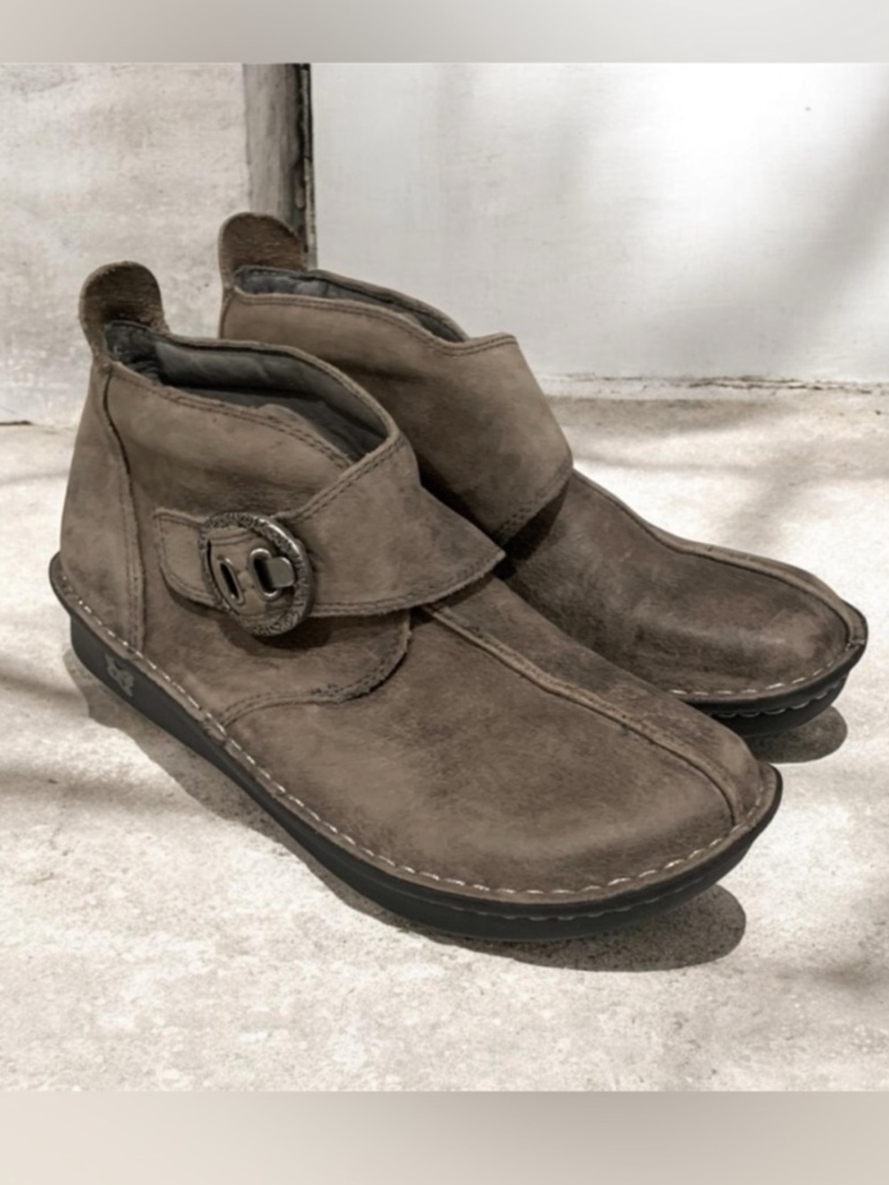 Alegria Caiti Stone Wall Leather Ankle Boots Distressed Booties EU 41 US 10.5/11